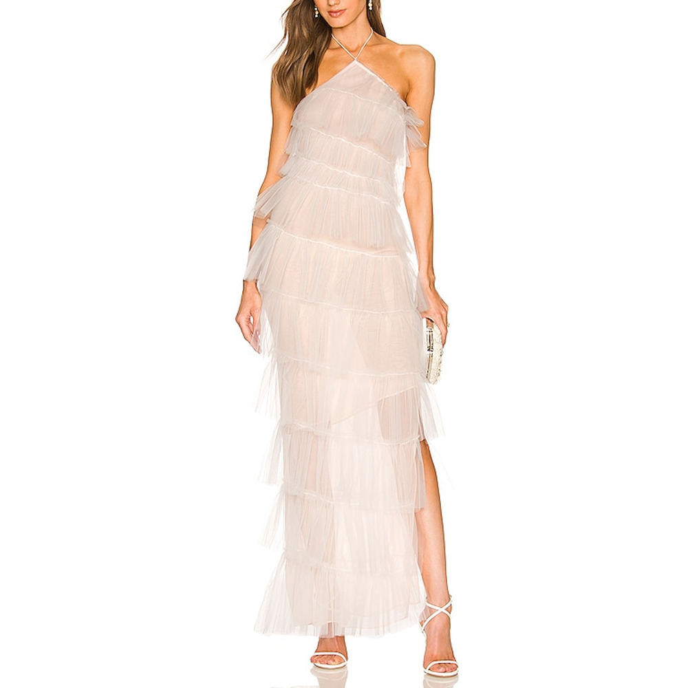 The Bar 'Henri' White Nylon Gown Size 6